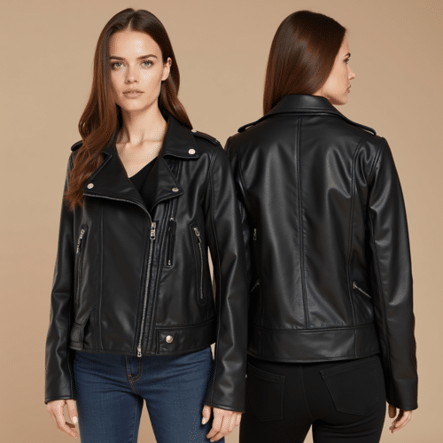 women's faux leather biker jacket - Black Matte Moto 1 women's faux leather biker jacket
