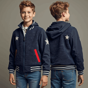 navy fleece jacket with hood