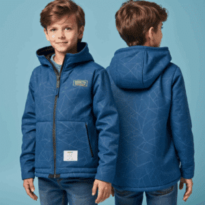 blue kids hooded jacket with pockets