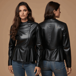 women's black faux leather jacket