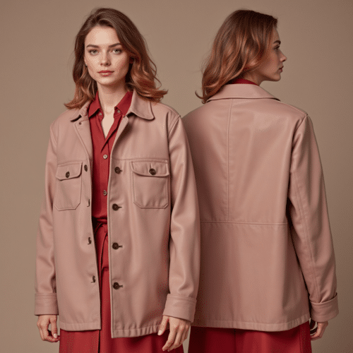 mauve leather-look shacket with pockets 1 mauve leather-look shacket with pockets