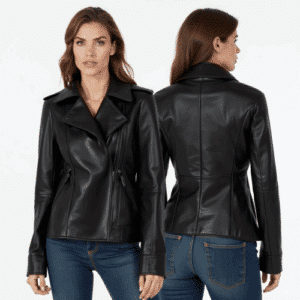 women's black leather jacket