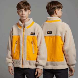 Kids fleece zip-up jacket yellow panels