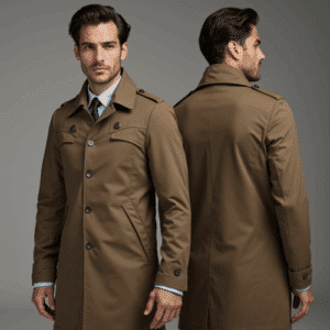 men's long brown trench coat
