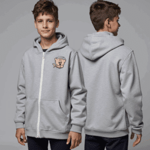 youth zip-up hoodie with bear