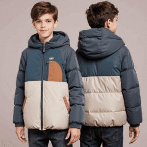 kids color block puffer jacket