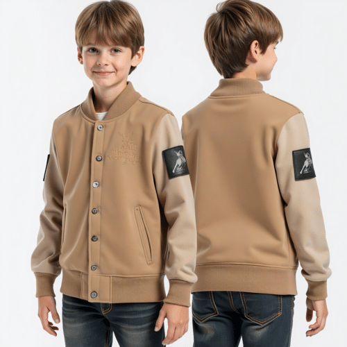 camel two-tone kids varsity jacket 1 camel two-tone kids varsity jacket