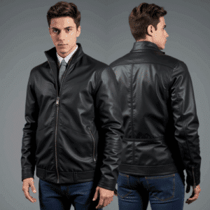 men's black faux leather jacket