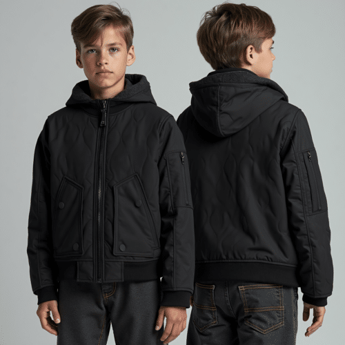 youth quilted bomber jacket with hood
