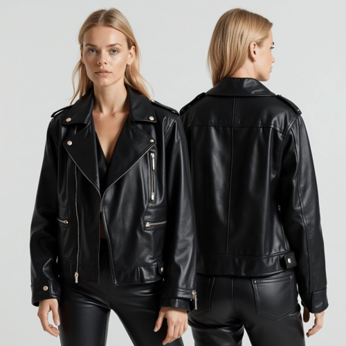 Glossy Black Faux Leather Biker Jacket 1 glossy black faux leather biker jacket