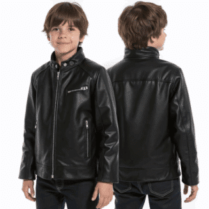 black faux leather jacket for boys
