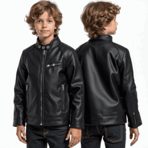 black faux leather jacket for boys