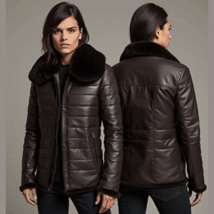 women's faux leather quilted fur jacket