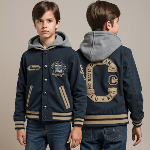 Navy varsity jacket with patches - Youth Patch Details 1 navy varsity jacket with patches