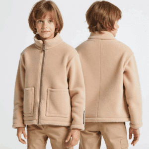 beige sherpa fleece jacket for kids