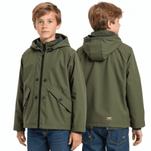 children's hooded olive green waterproof jacket