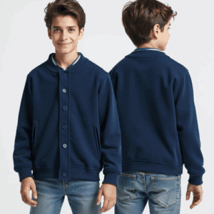 navy button up jacket