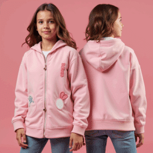 pink kids hooded zip-up jacket