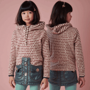 kids striped hoodie with faux leather