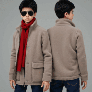kids fleece jacket taupe high collar
