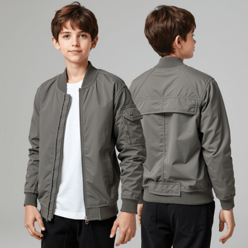gray bomber jacket with pockets – Youth Casual Outerwear 1 gray bomber jacket with pockets