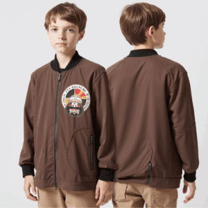 brown bomber jacket with patch