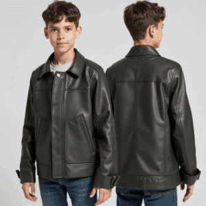 boys faux leather jacket with zipper
