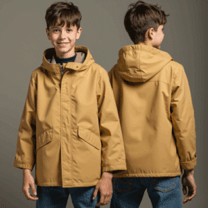 Kids waterproof hooded jacket with pockets