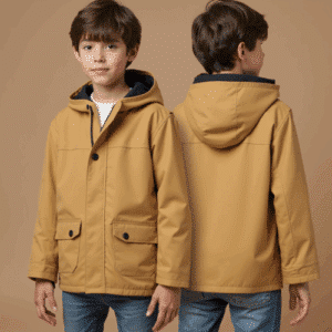 Kids camel waterproof hooded jacket