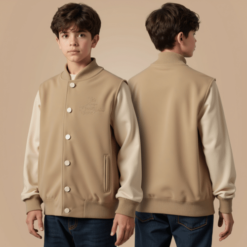 Youth varsity jacket camel beige 1 Youth varsity jacket camel beige