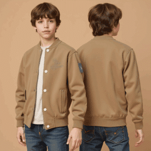 men's camel varsity jacket